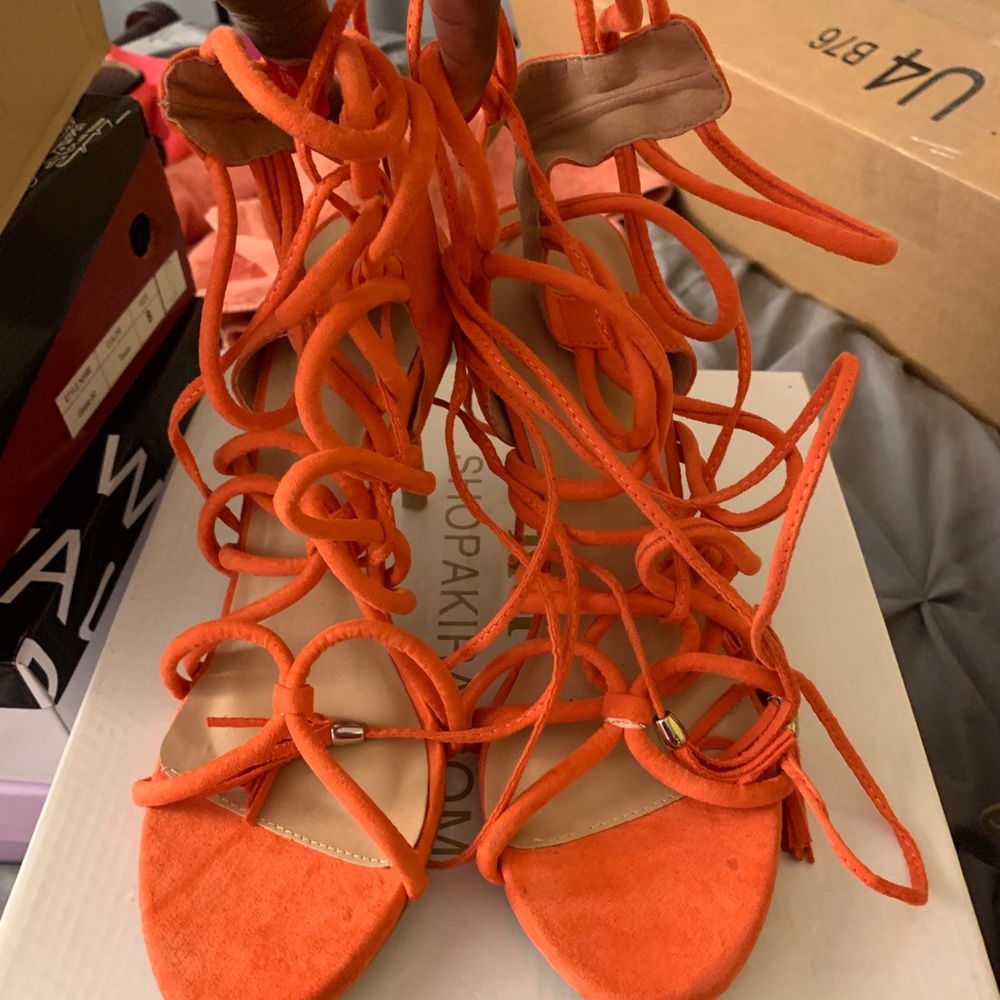 Lol Shoetique Coral Lace Up Heels